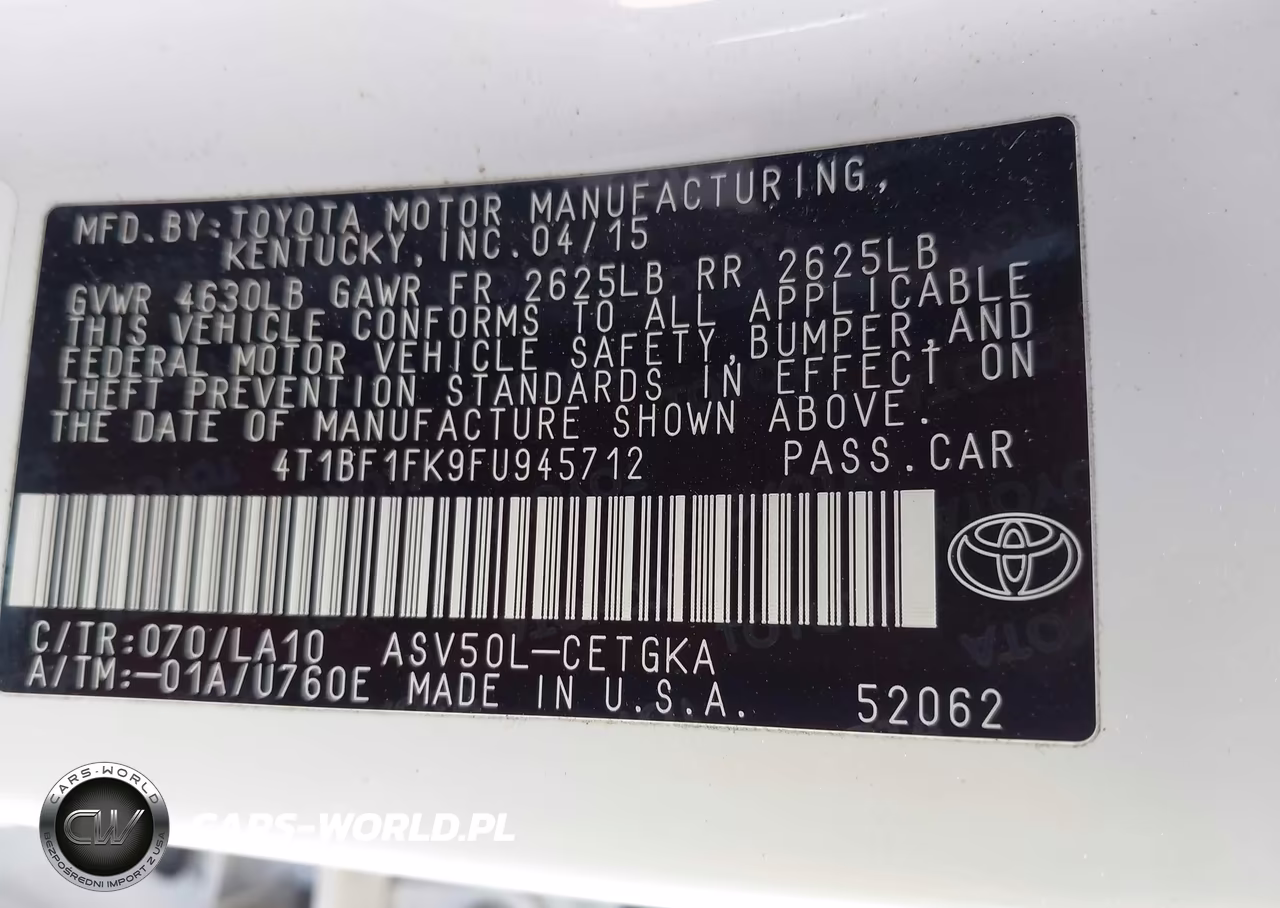 2015 Toyota Camry Xle VIN:4T1BF1FK9FU945712 - 9