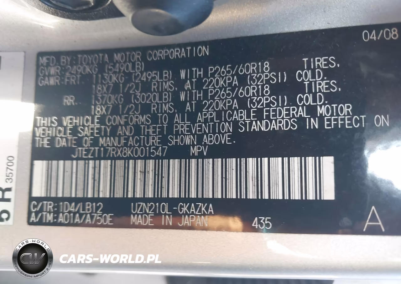 2008 Toyota 4Runner Limited V8 VIN:JTEZT17RX8K001547 - 9