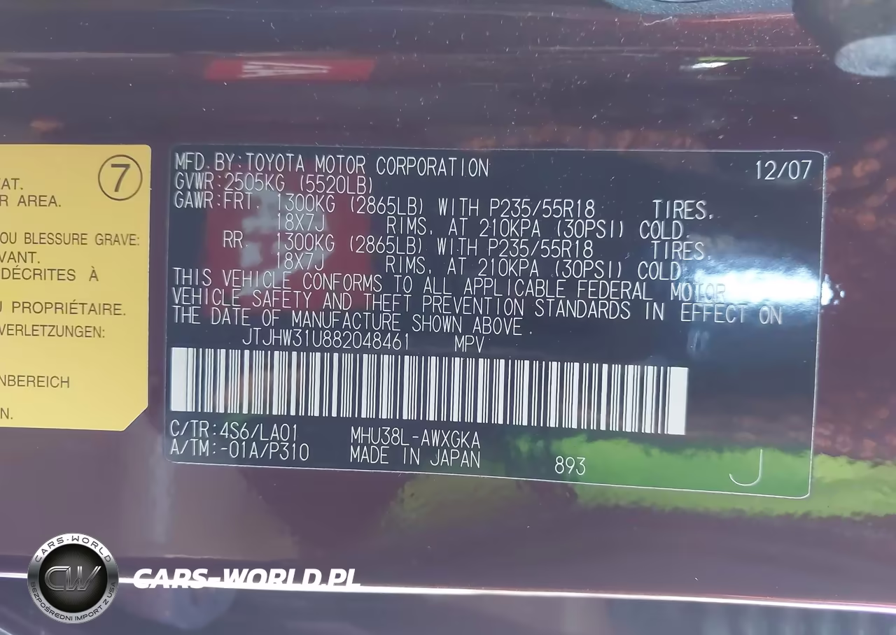 2008 Lexus Rx 400H VIN:JTJHW31U882048461 - 9
