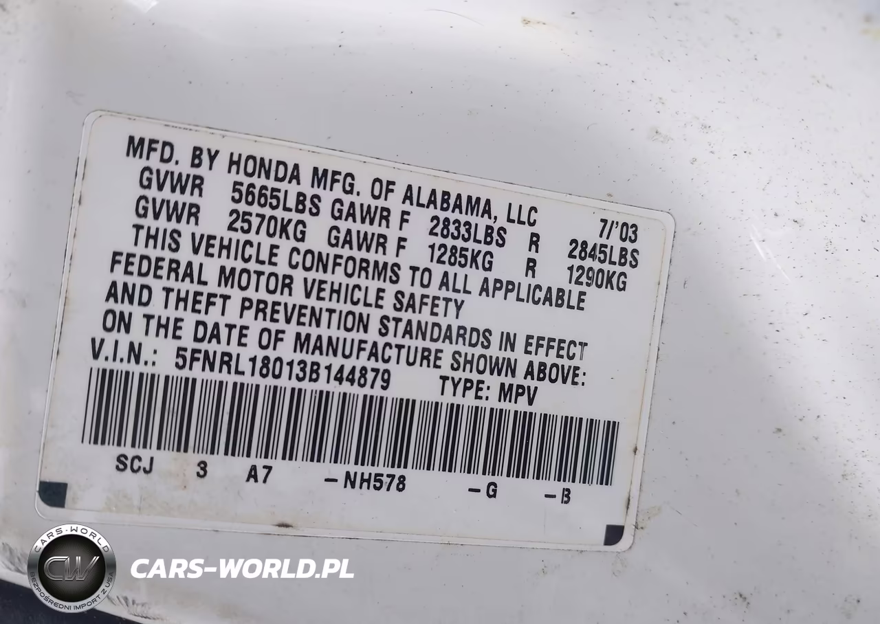 2003 Honda Odyssey Ex-L VIN:5FNRL18013B144879 - 9
