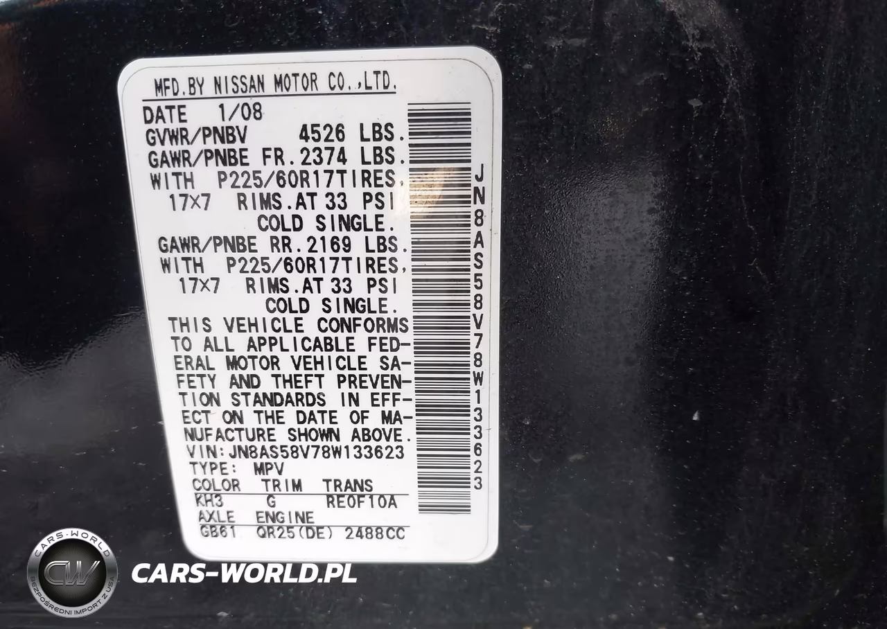 2008 Nissan Rogue Sl VIN:JN8AS58V78W133623 - 9