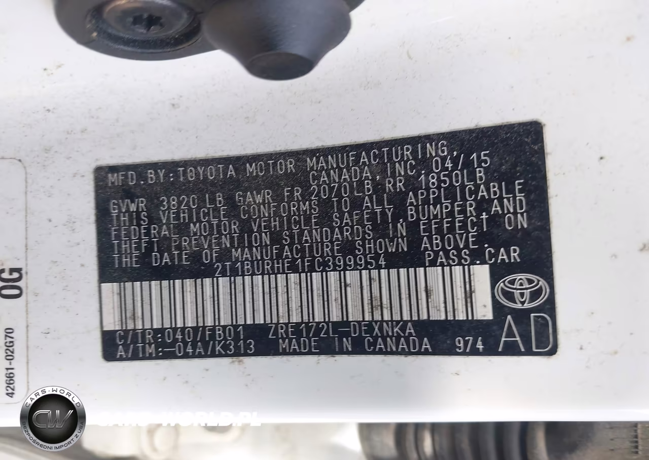 2015 Toyota Corolla Le VIN:2T1BURHE1FC399954 - 9