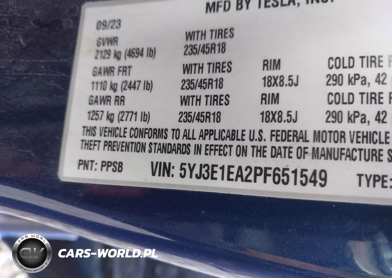 2023 Tesla Model 3 Rear-Wheel Drive VIN:5YJ3E1EA2PF651549 - 9