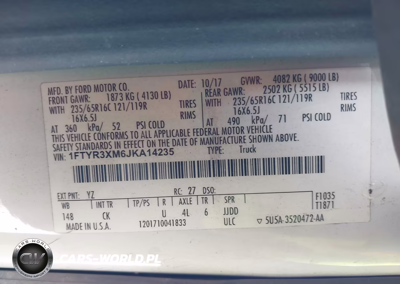 2018 Ford Transit-250 VIN:1FTYR3XM6JKA14235 - 9