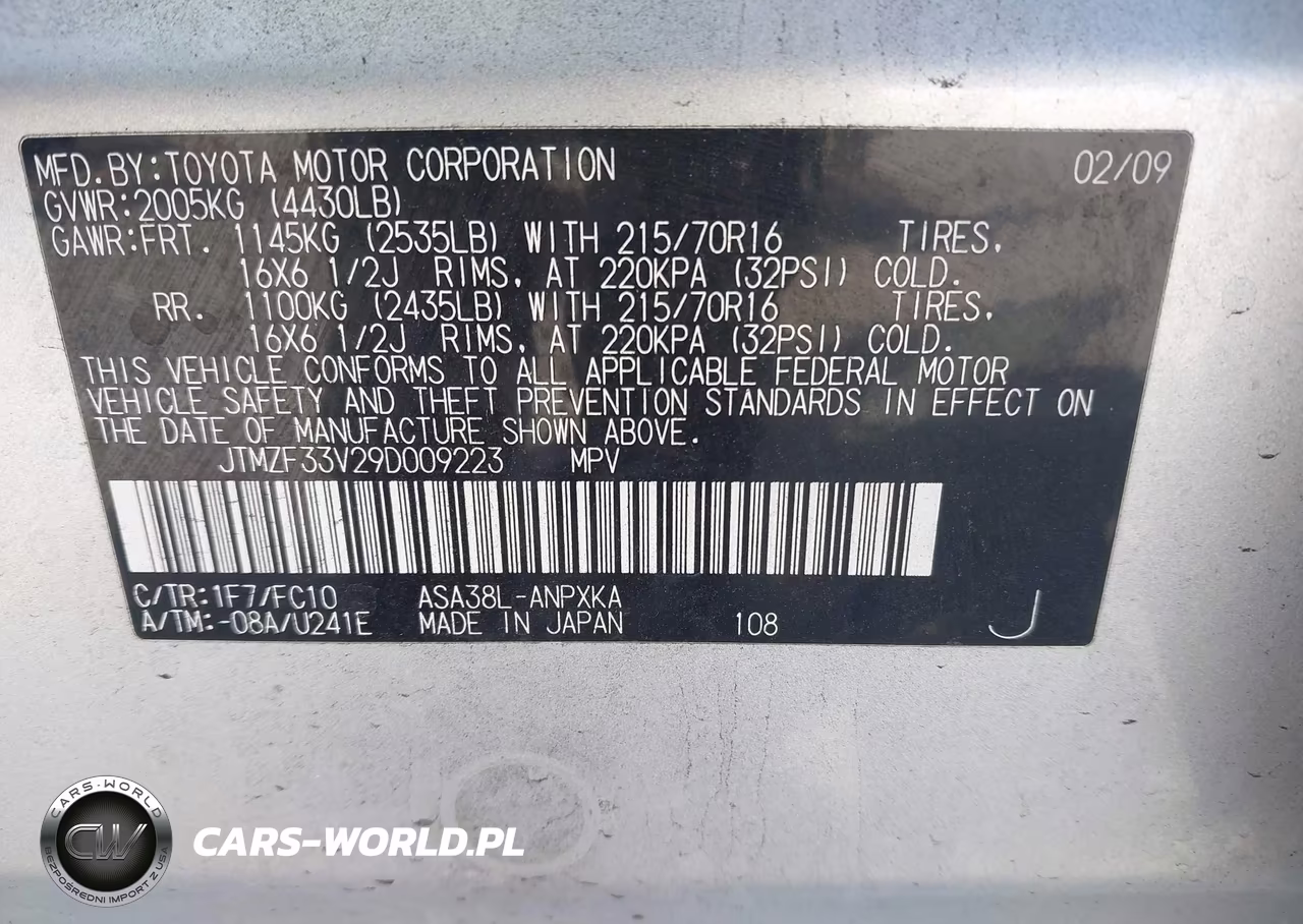 2009 Toyota Rav4 VIN:JTMZF33V29D009223 - 9