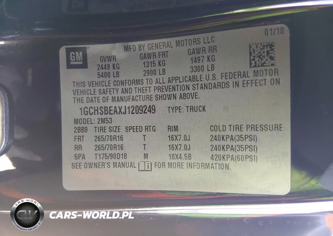 2018 Chevrolet Colorado Wt VIN:1GCHSBEAXJ1209249 - 9