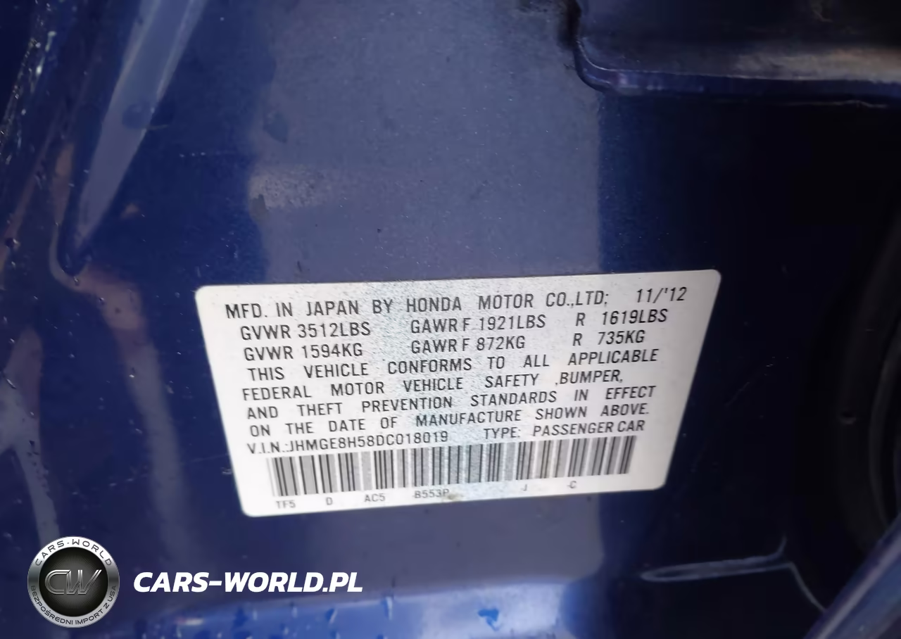 2013 Honda Fit Sport VIN:JHMGE8H58DC018019 - 9