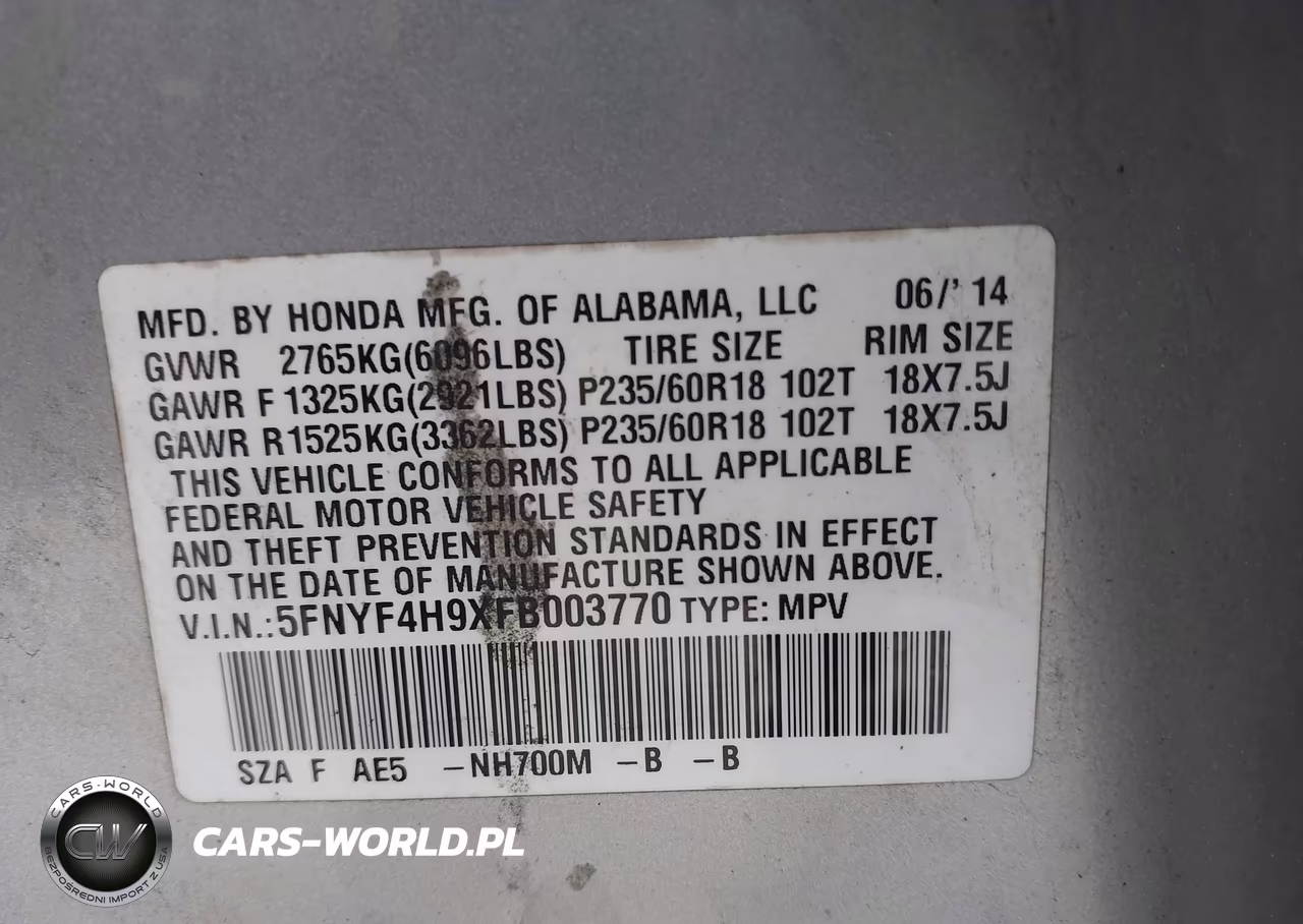 2015 Honda Pilot Touring VIN:5FNYF4H9XFB003770 - 9