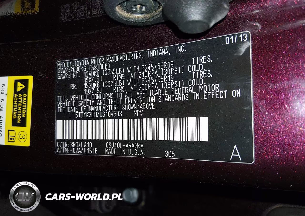 2013 Toyota Highlander Limited V6 VIN:5TDYK3EH7DS104503 - 9