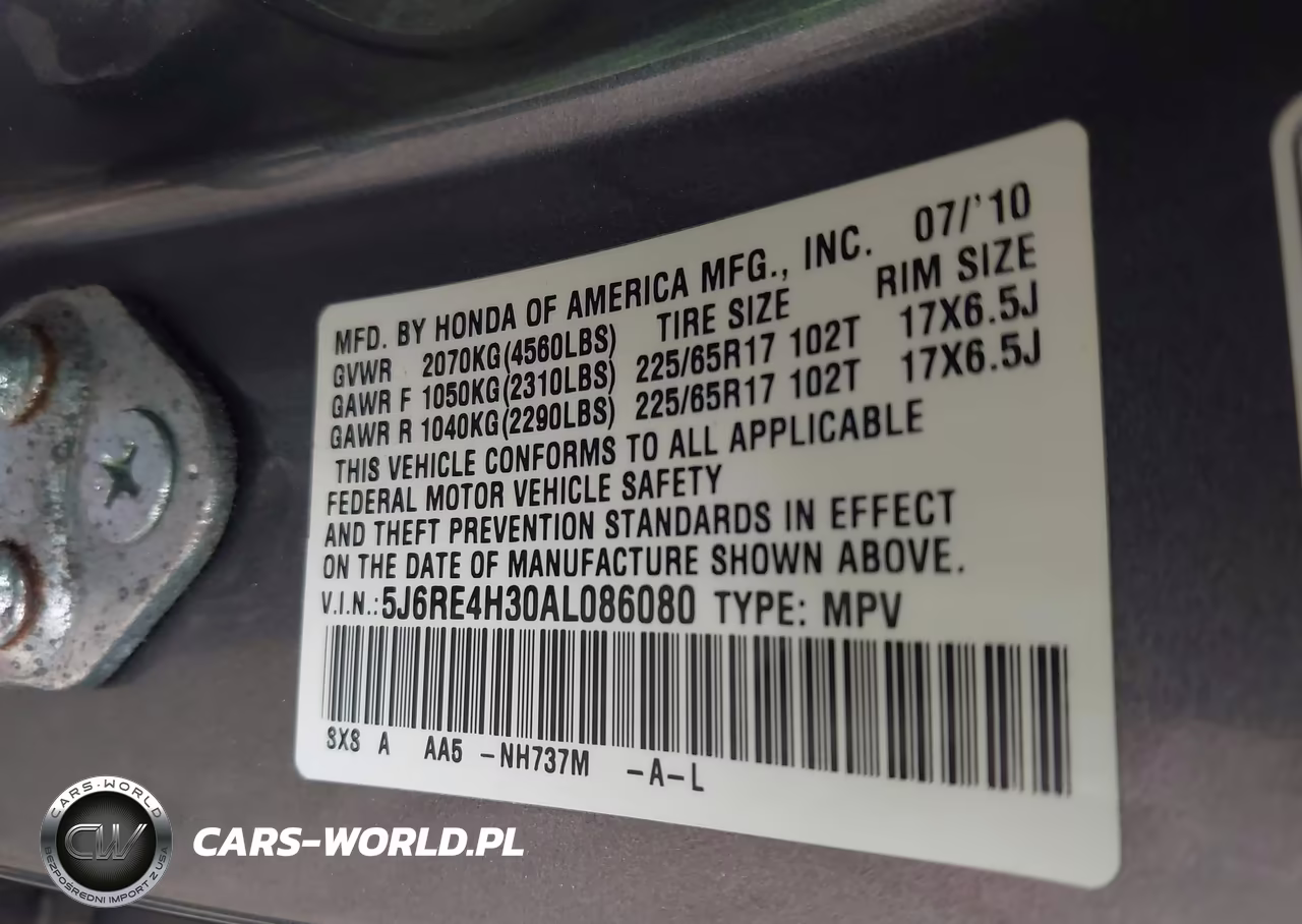 2010 Honda Cr-V Lx VIN:5J6RE4H30AL086080 - 9