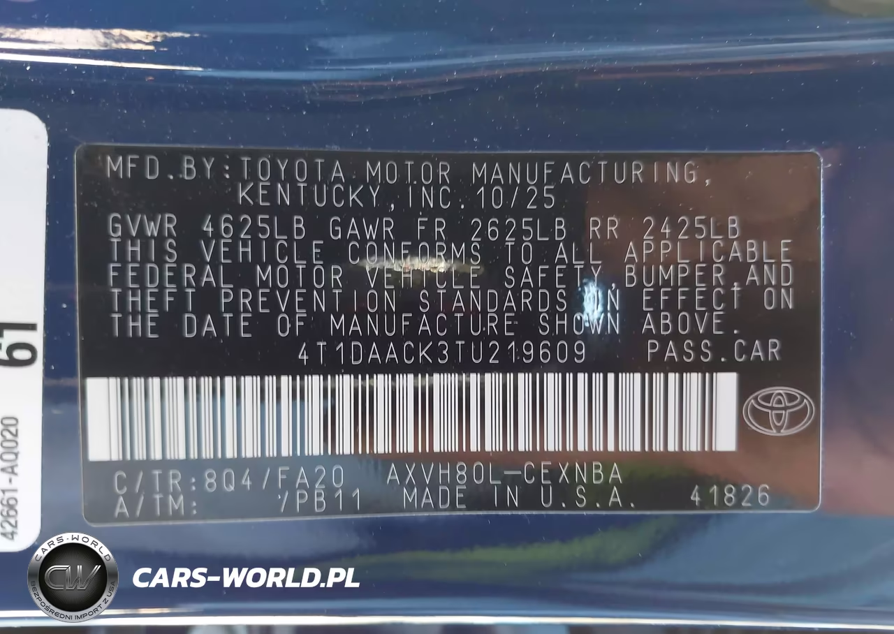 2026 Toyota Camry Le VIN:4T1DAACK3TU219609 - 9