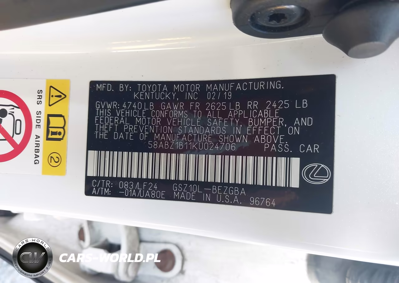 2019 Lexus Es 350 F Sport VIN:58ABZ1B11KU024706 - 9