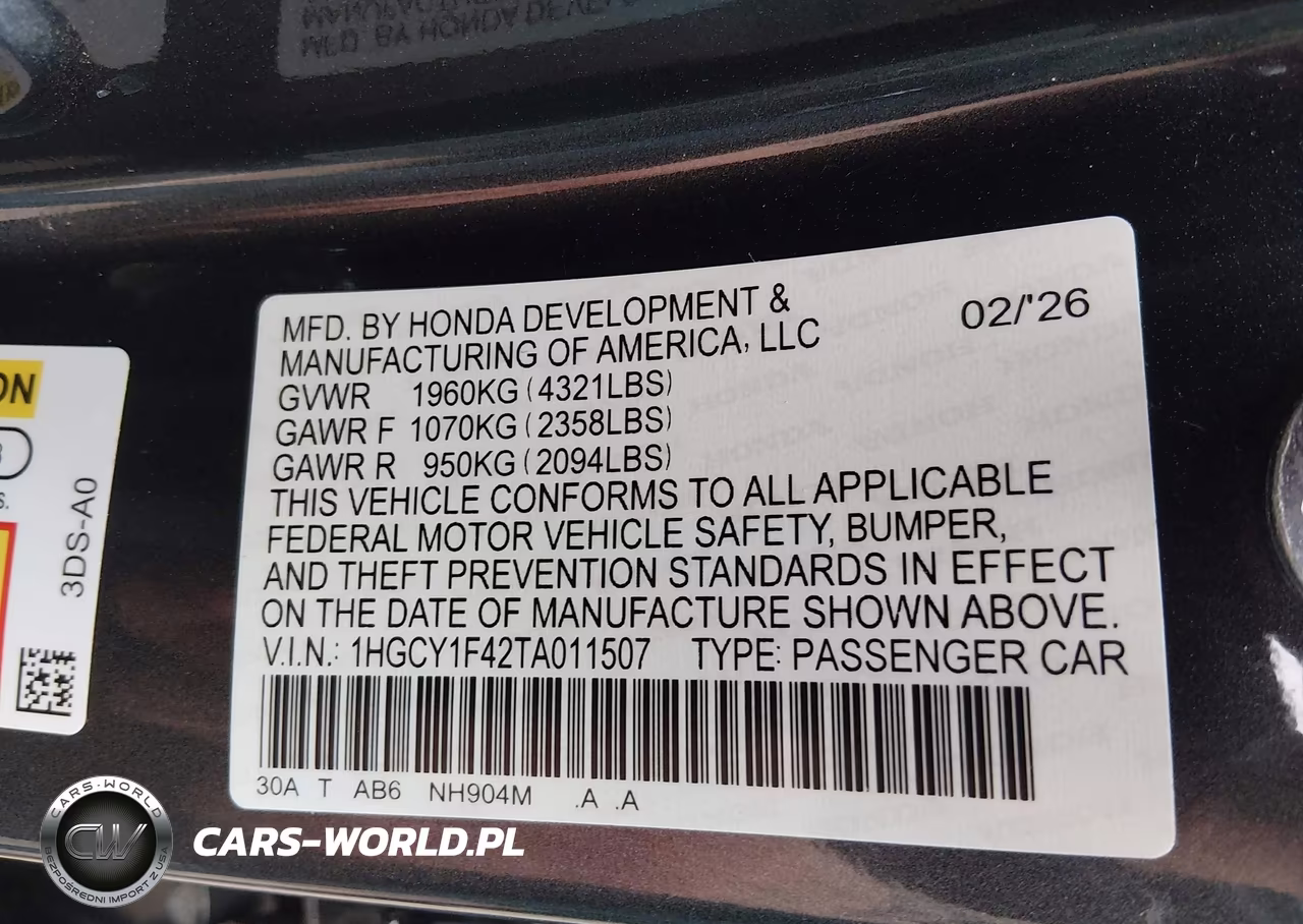 2026 Honda Accord Se VIN:1HGCY1F42TA011507 - 9
