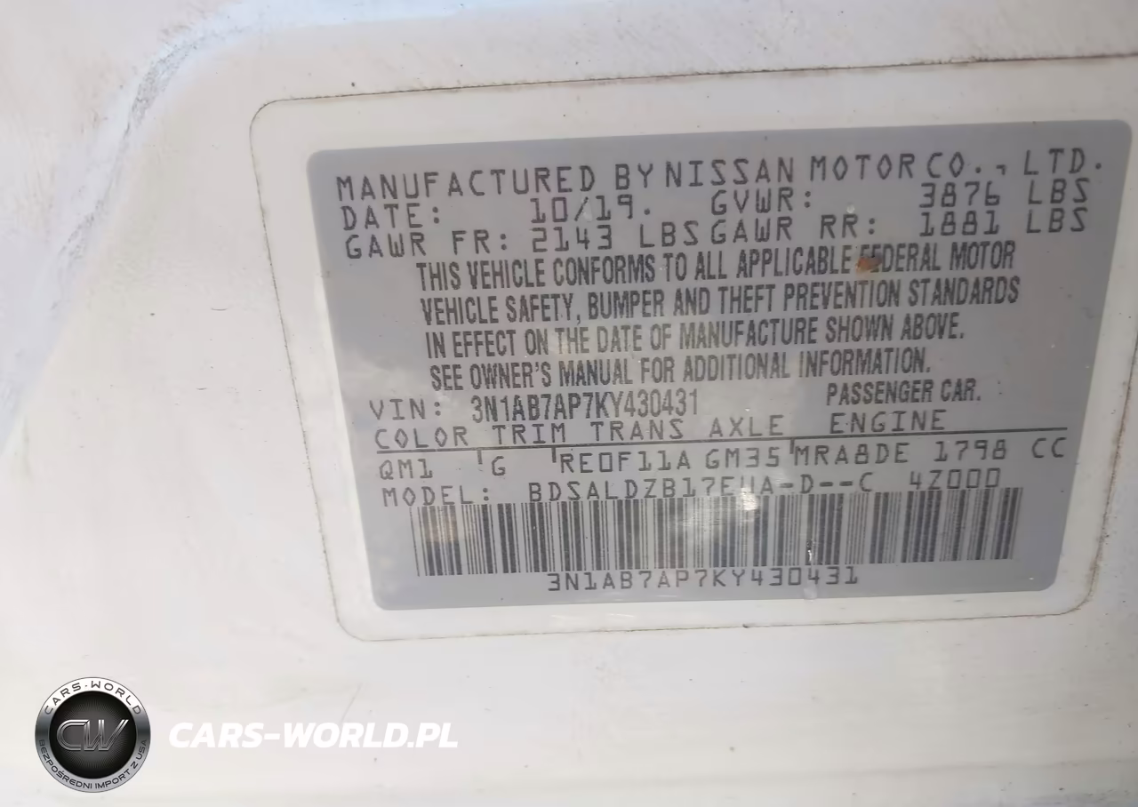 2019 Nissan Sentra Sv VIN:3N1AB7AP7KY430431 - 9