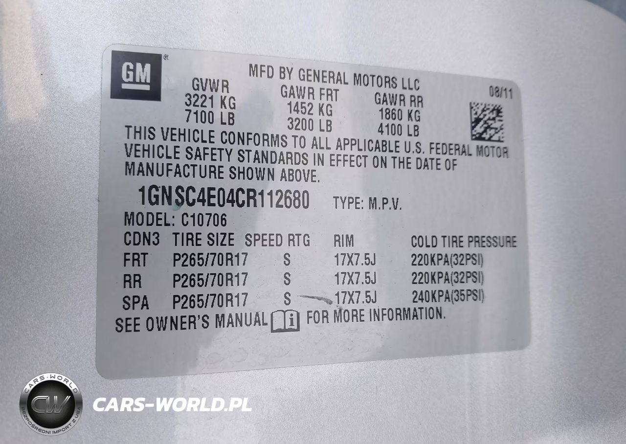 2012 Chevrolet Tahoe Commercial Fleet VIN:1GNSC4E04CR112680 - 9