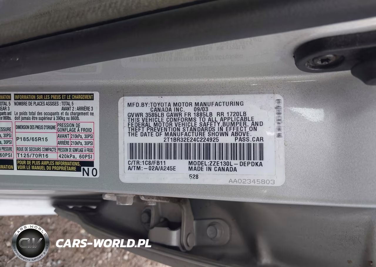 2004 Toyota Corolla Ce VIN:2T1BR32E24C224925 - 9