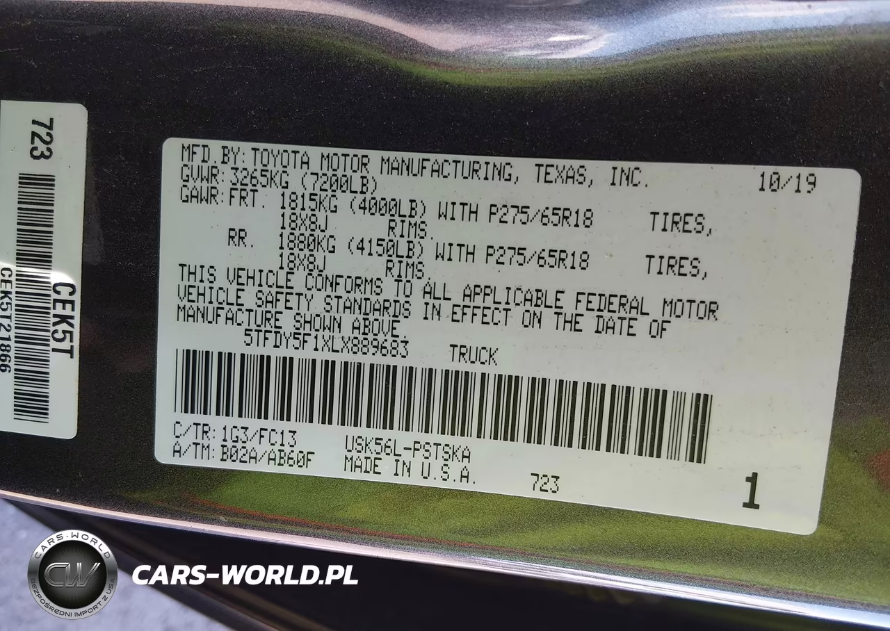 2020 Toyota Tundra Sr5 VIN:5TFDY5F1XLX889683 - 9