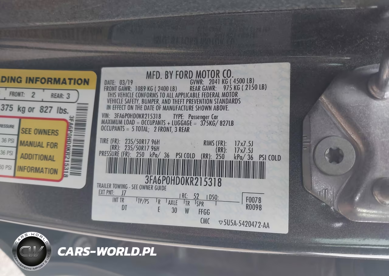 2019 Ford Fusion Se VIN:3FA6P0HD0KR215318 - 9