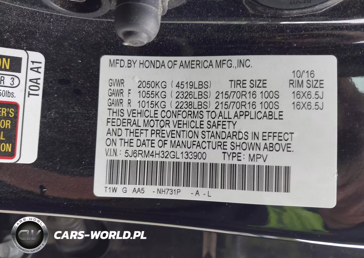 2016 Honda Cr-V Lx VIN:5J6RM4H32GL133900 - 9