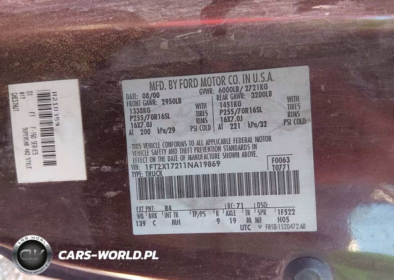 2001 Ford F-150 Xl-Xlt VIN:1FTZX17211NA19869 - 9