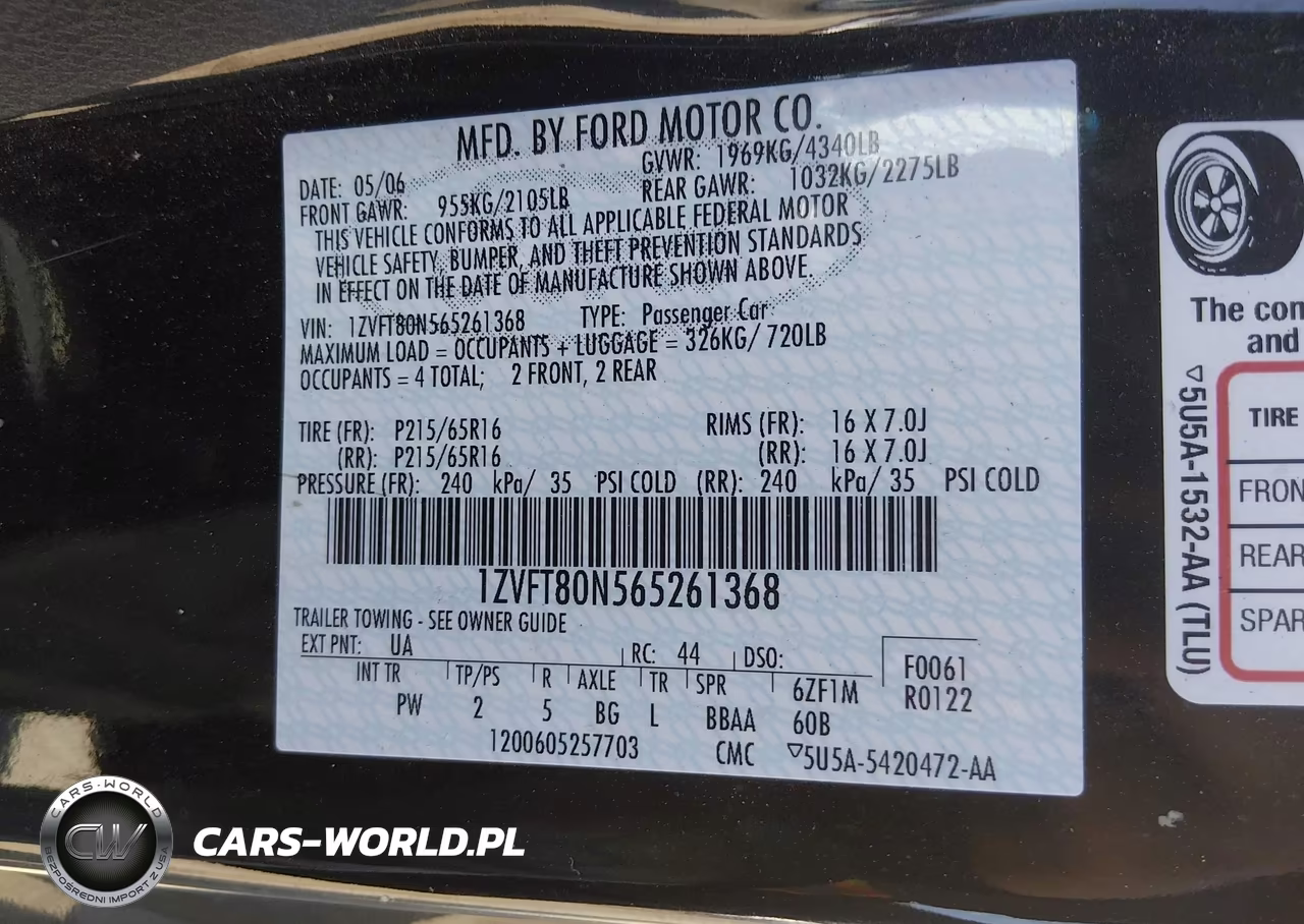 2006 Ford Mustang V6 VIN:1ZVFT80N565261368 - 9