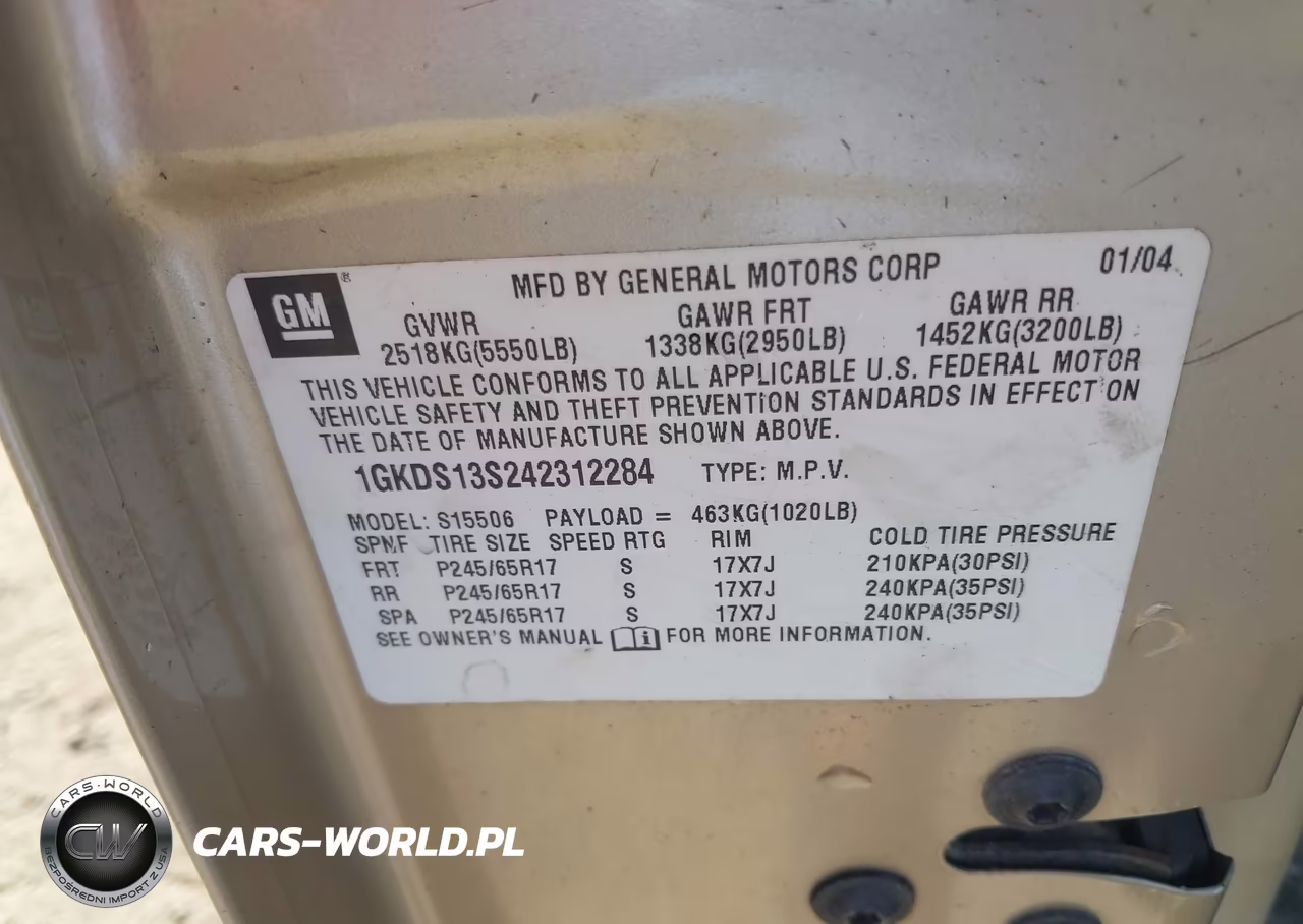 2004 GMC Envoy Slt VIN:1GKDS13S242312284 - 9