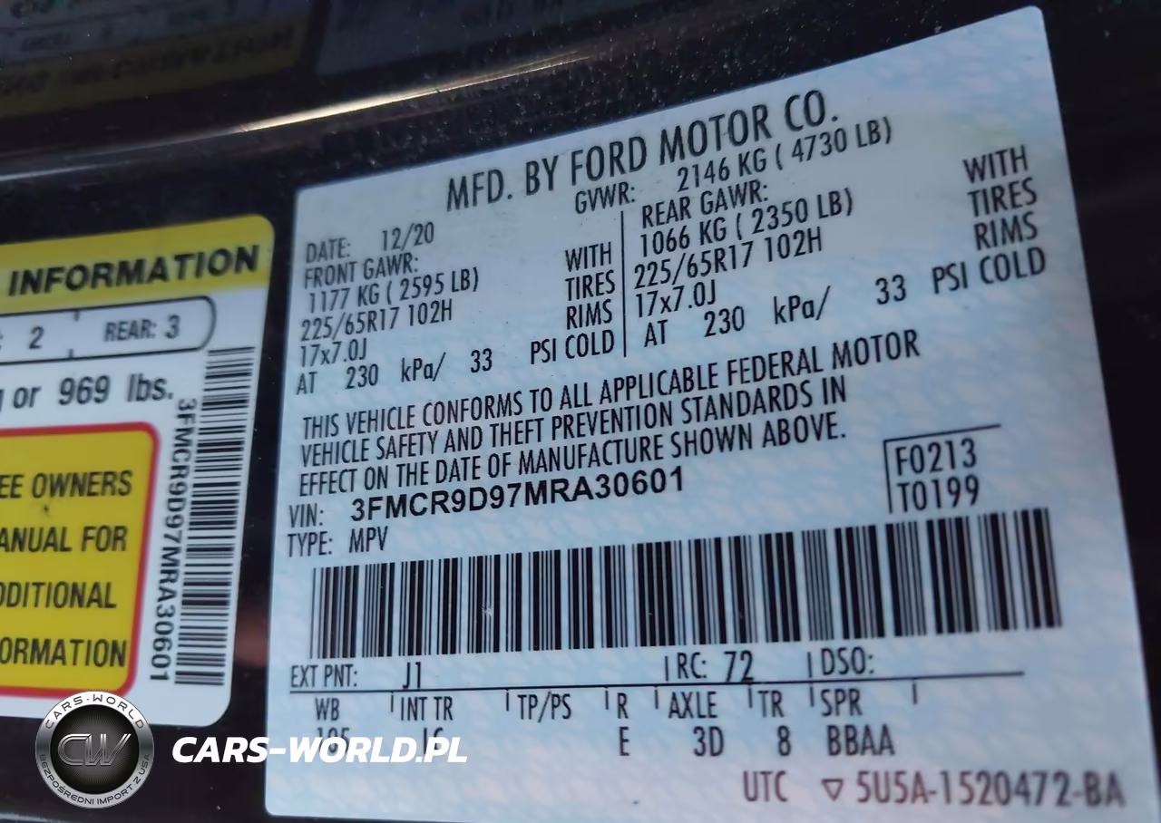 2021 Ford Bronco Sport Badlands VIN:3FMCR9D97MRA30601 - 9