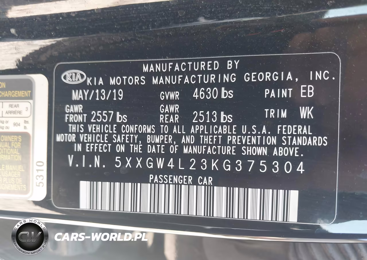 2019 Kia Optima Sx Turbo VIN:5XXGW4L23KG375304 - 9