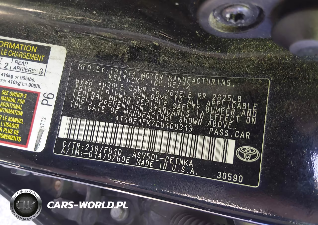 2012 Toyota Camry Le VIN:4T1BF1FK7CU109313 - 9