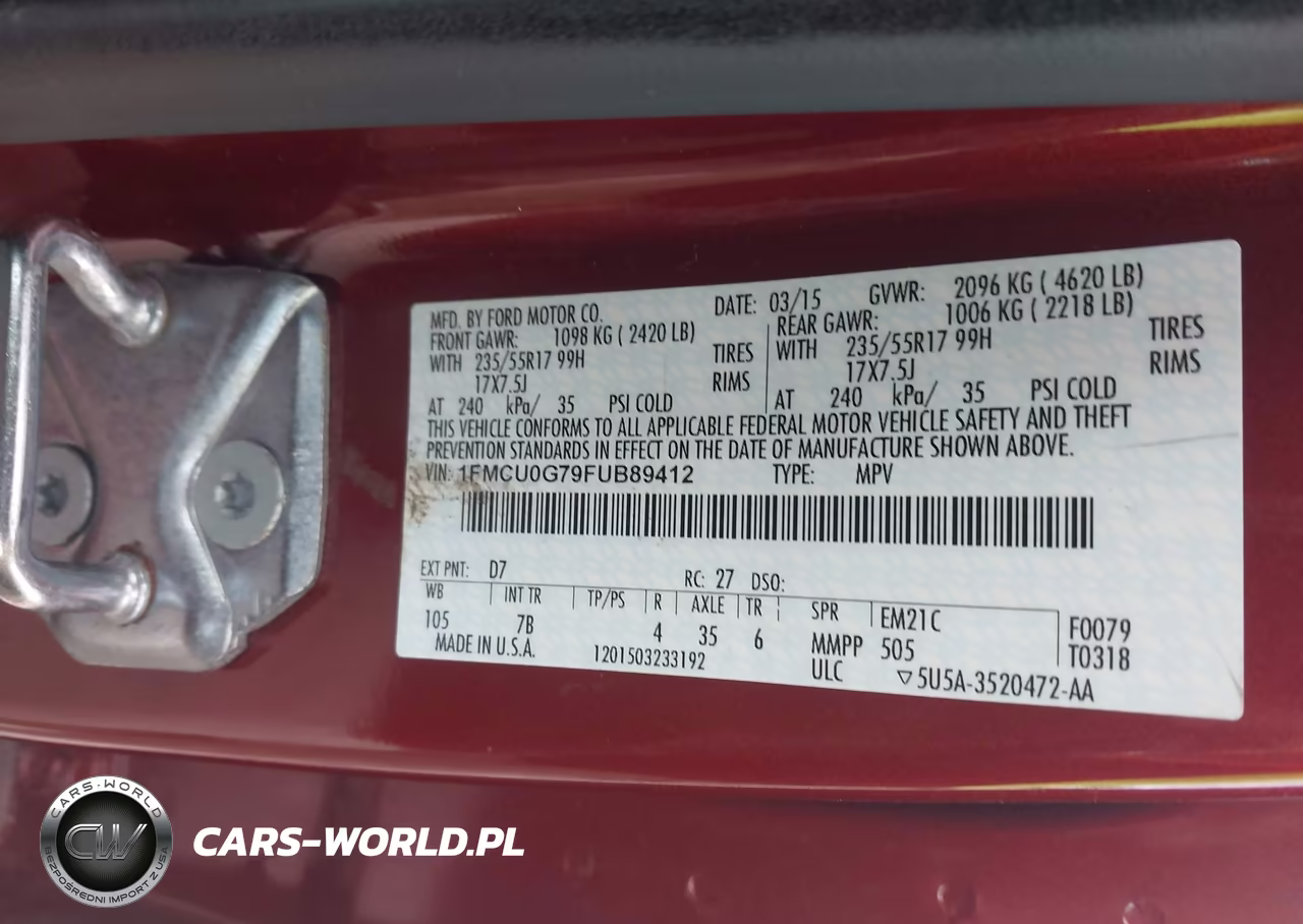 2015 Ford Escape Se VIN:1FMCU0G79FUB89412 - 9