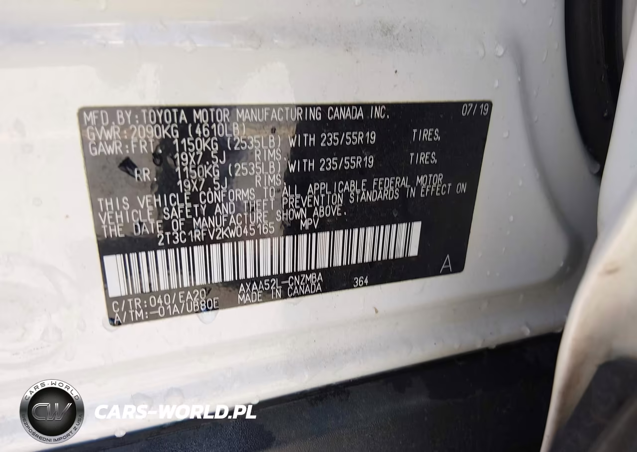 2019 Toyota Rav4 Xle Premium VIN:2T3C1RFV2KW045165 - 9