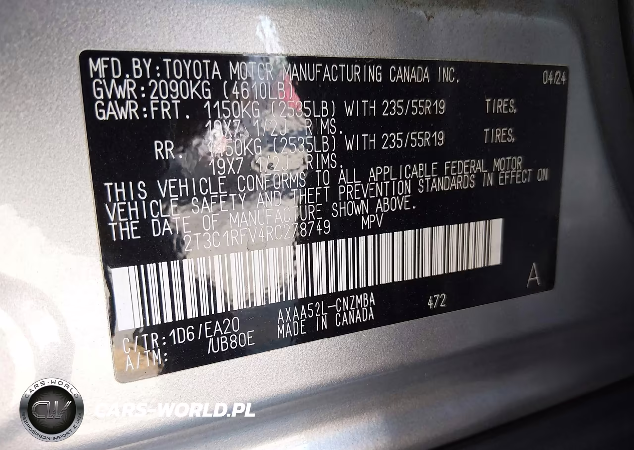 2024 Toyota Rav4 Xle Premium VIN:2T3C1RFV4RC278749 - 9