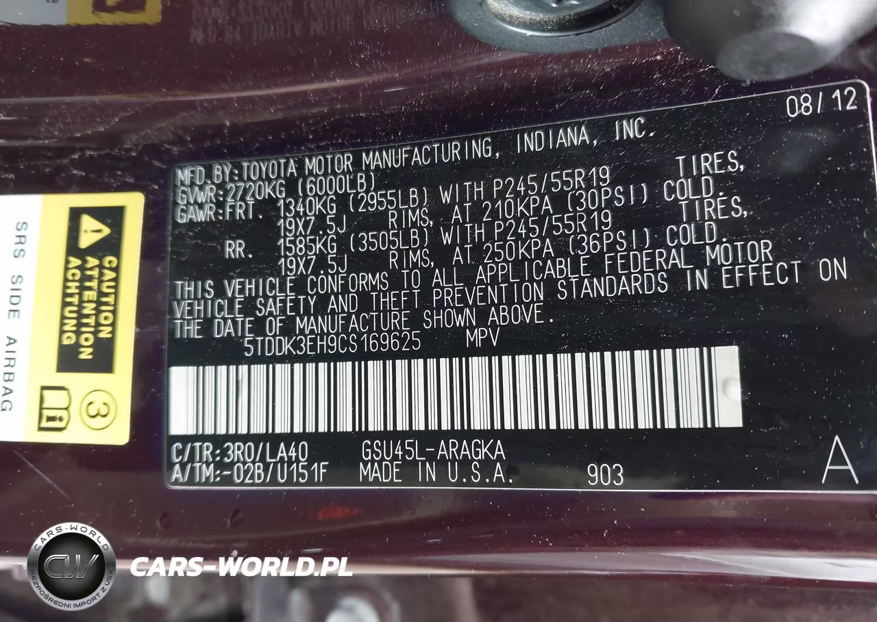 2012 Toyota Highlander Limited V6 VIN:5TDDK3EH9CS169625 - 9