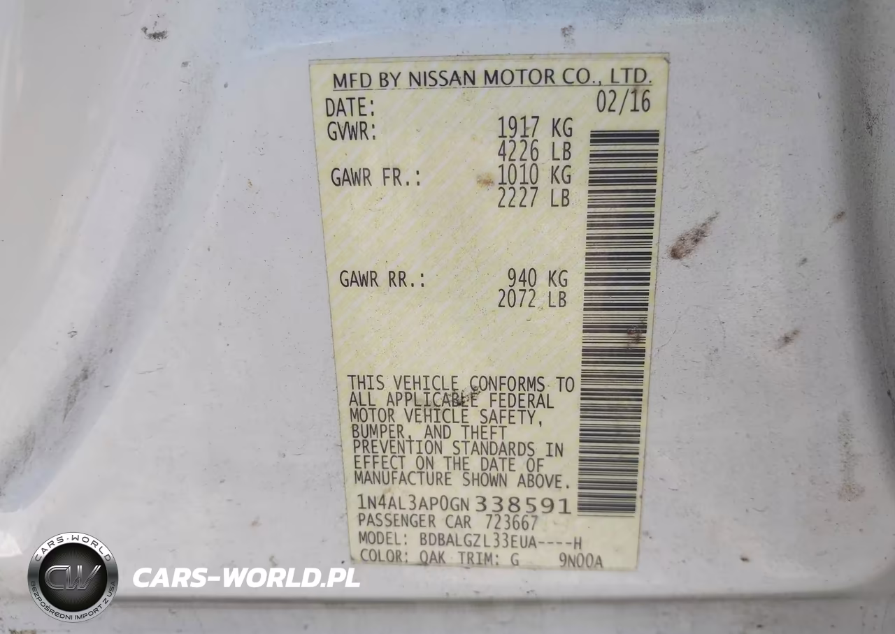 2016 Nissan Altima 2.5 S VIN:1N4AL3AP0GN338591 - 9