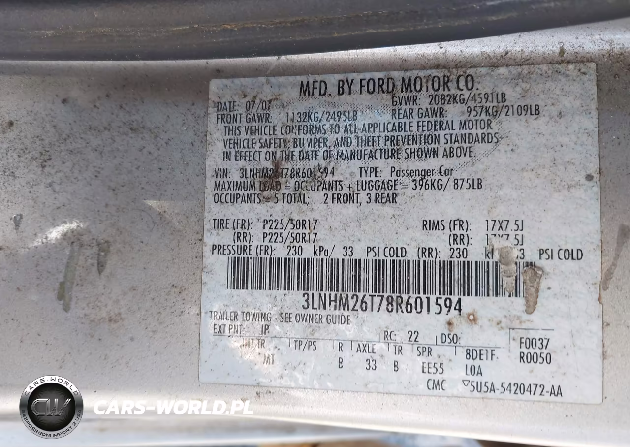 2008 Lincoln Mkz VIN:3LNHM26T78R601594 - 9