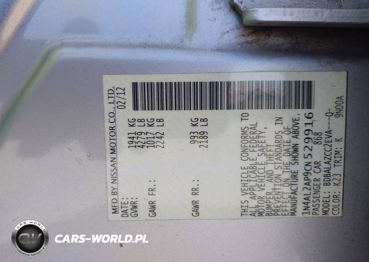2012 Nissan Altima 2.5 VIN:1N4AL2AP9CN529916 - 9