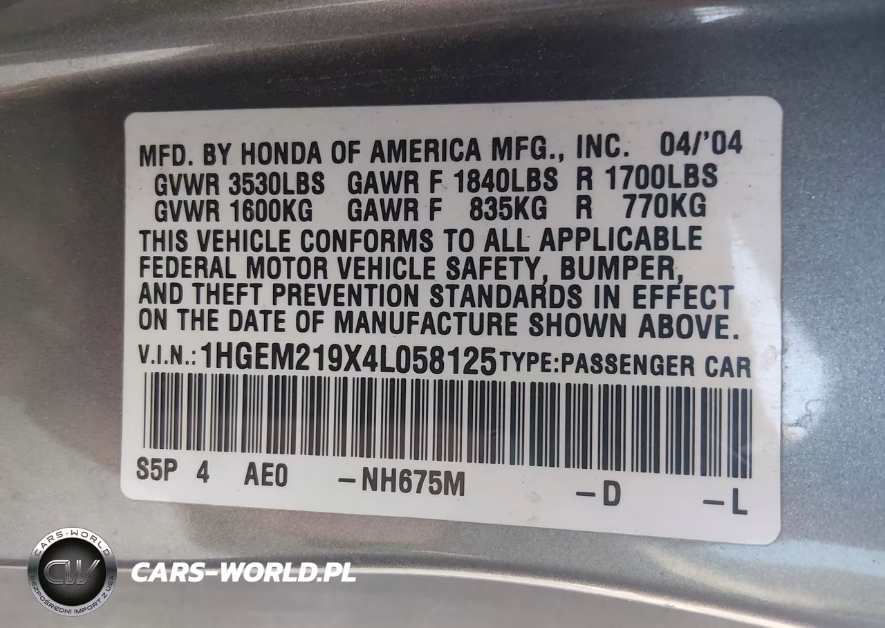 2004 Honda Civic Ex VIN:1HGEM219X4L058125 - 9