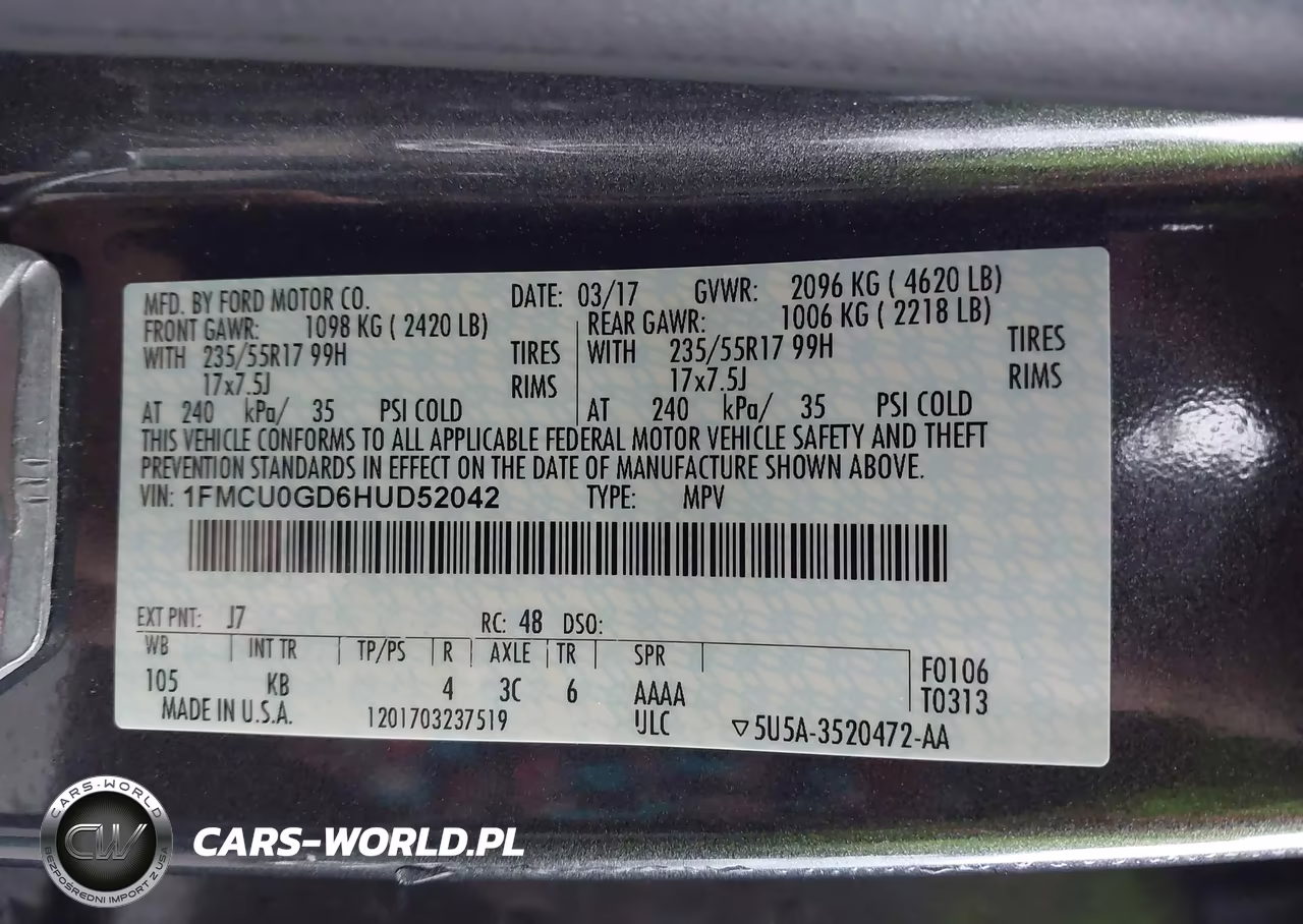 2017 Ford Escape Se VIN:1FMCU0GD6HUD52042 - 9