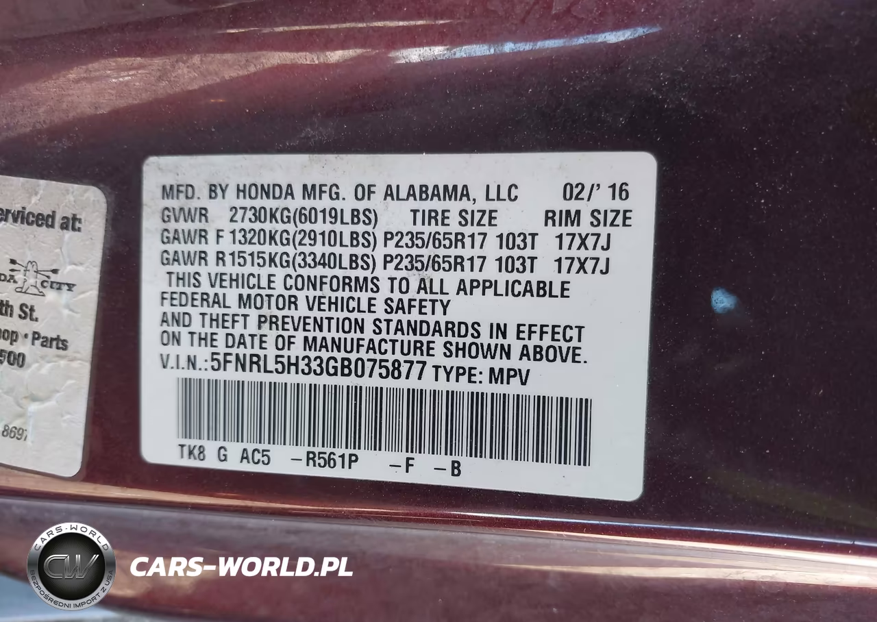 2016 Honda Odyssey Se VIN:5FNRL5H33GB075877 - 9
