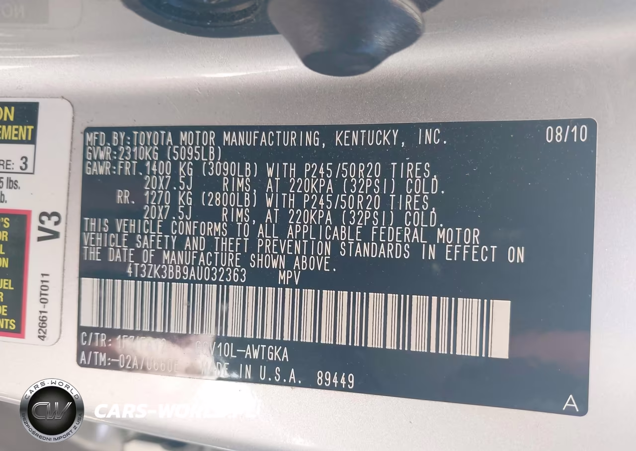 2010 Toyota Venza Base V6 VIN:4T3ZK3BB9AU032363 - 9