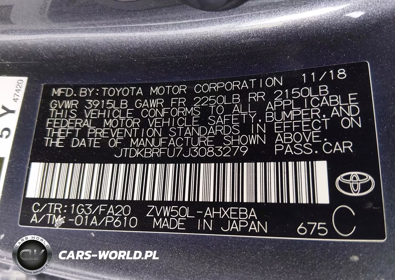 2018 Toyota Prius Two VIN:JTDKBRFU7J3083279 - 9