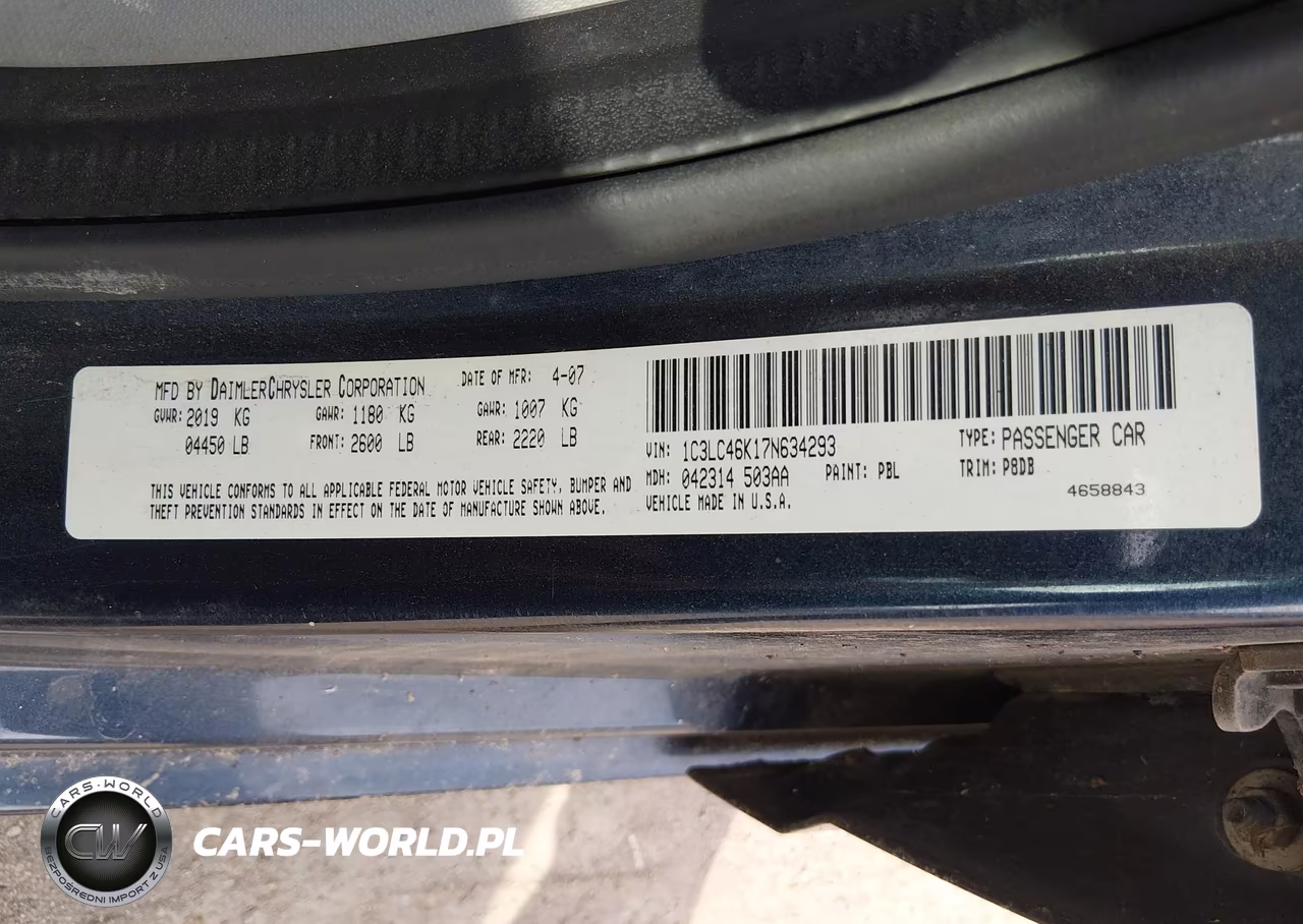 2007 Chrysler Sebring VIN:1C3LC46K17N634293 - 9