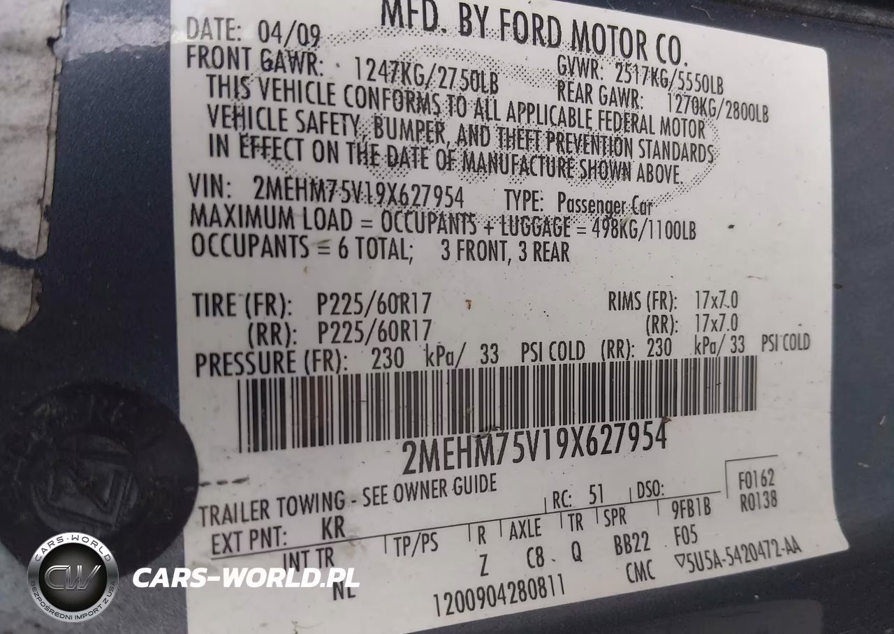 2009 Mercury Grand Marquis Ls (Fleet Only) VIN:2MEHM75V19X627954 - 9