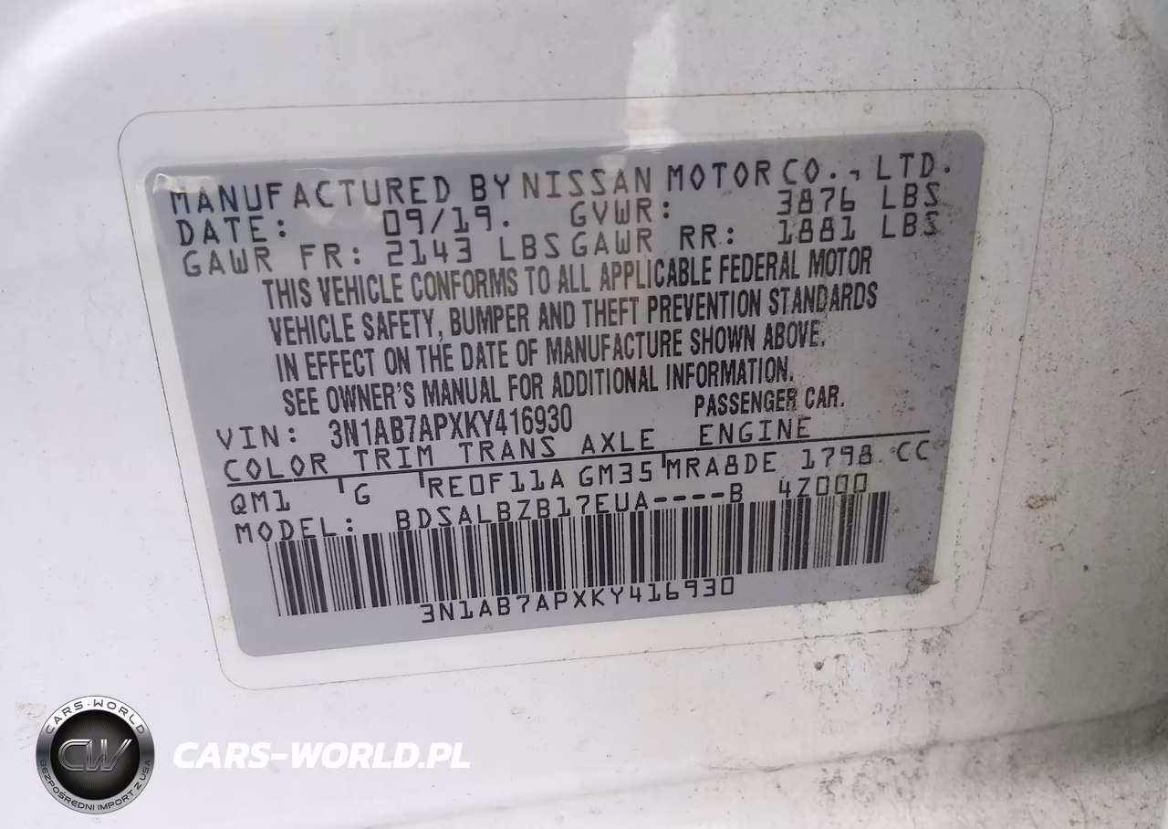 2019 Nissan Sentra S VIN:3N1AB7APXKY416930 - 9