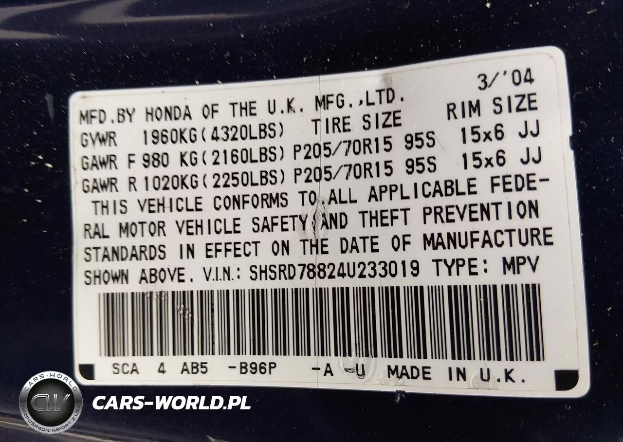 2004 Honda Cr-V Ex VIN:SHSRD78824U233019 - 9