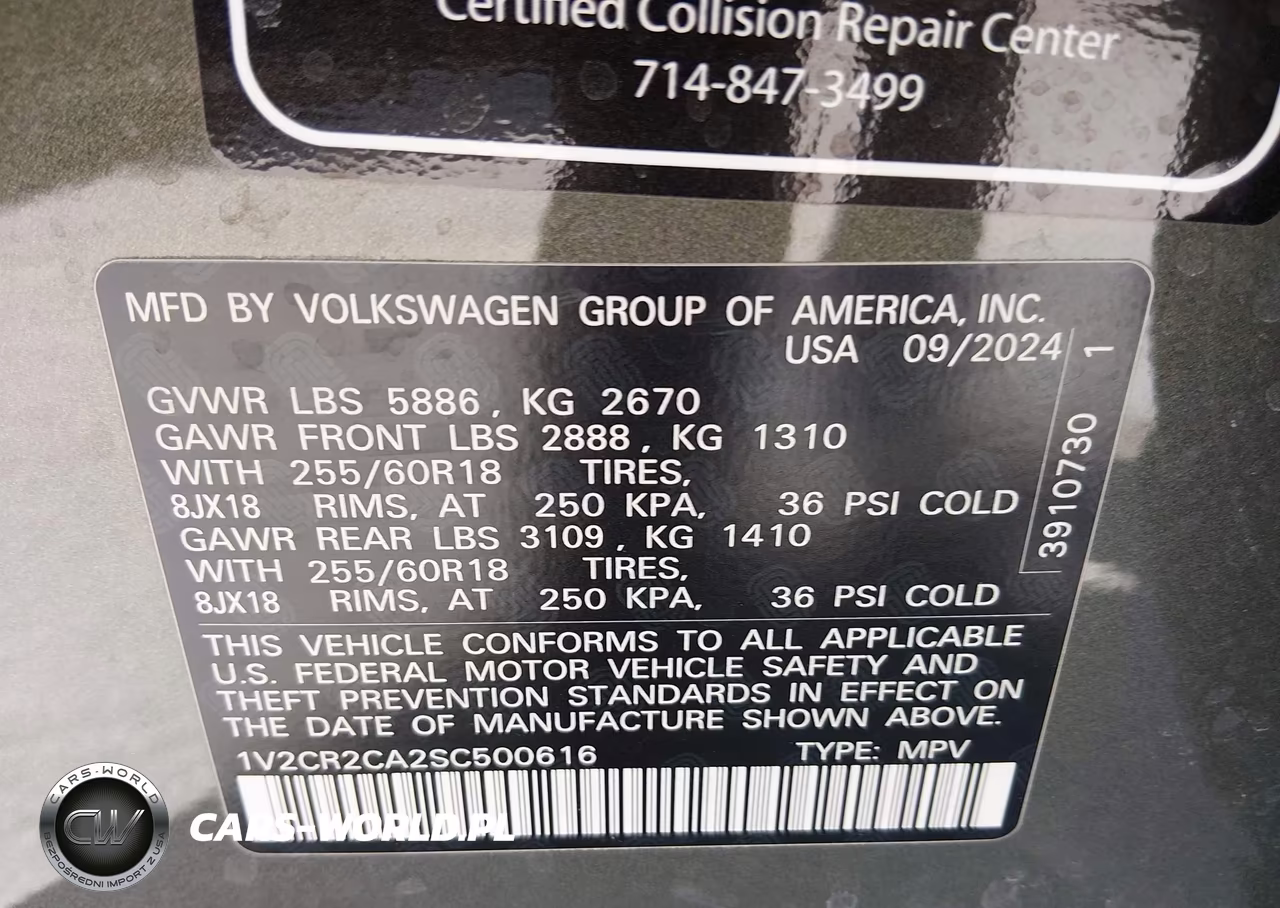 2025 Volkswagen Atlas 2.0T Peak Edition VIN:1V2CR2CA2SC500616 - 9