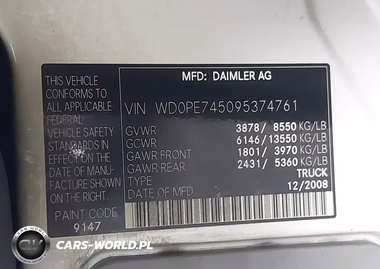 2009 Dodge Sprinter Van 2500 VIN:WD0PE745095374761 - 9