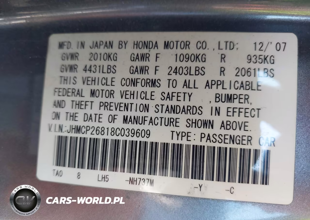 2008 Honda Accord 2.4 Ex-L VIN:JHMCP26818C039609 - 9