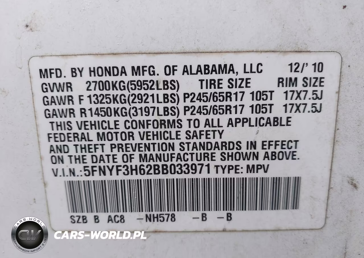 2011 Honda Pilot Ex-L VIN:5FNYF3H62BB033971 - 9