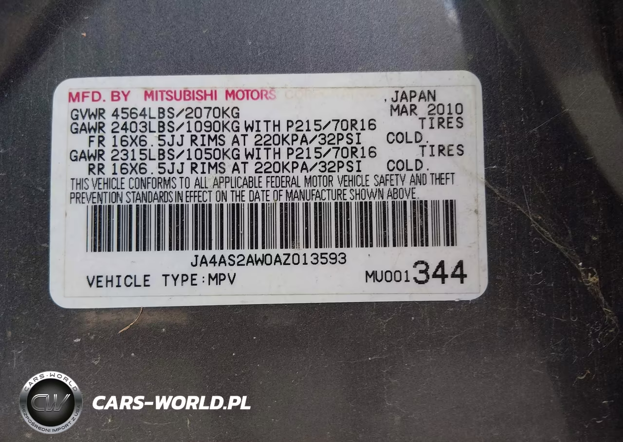 2010 Mitsubishi Outlander Es VIN:JA4AS2AW0AZ013593 - 9